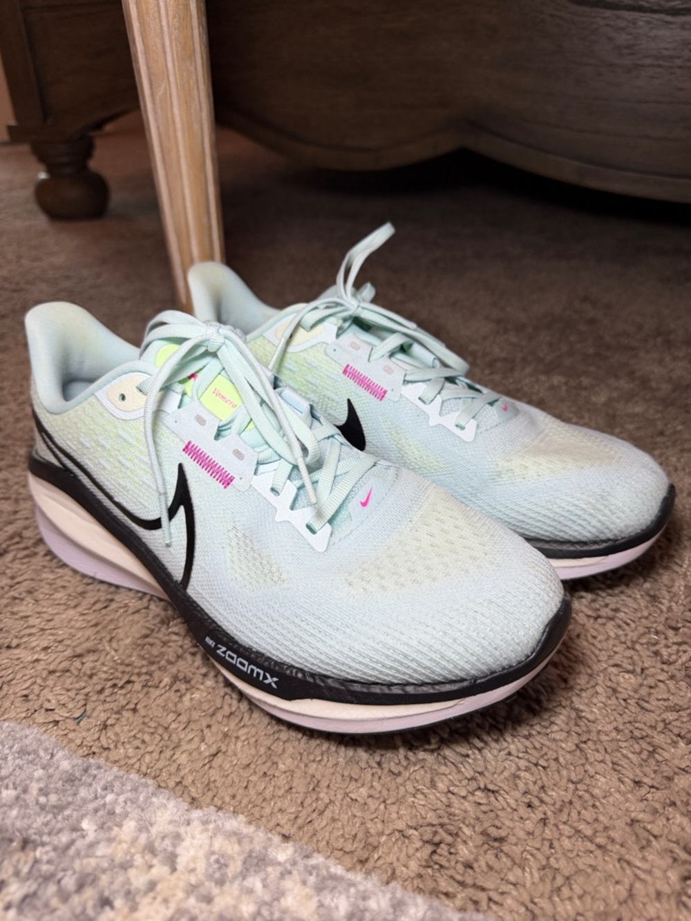Nike Women's Mint Green and Pink Running Shoes
